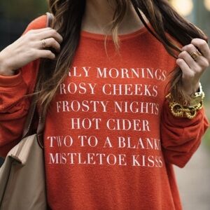 Wildfox Christmas Morning Holiday List Sweatshirt Pullover Size Large Red